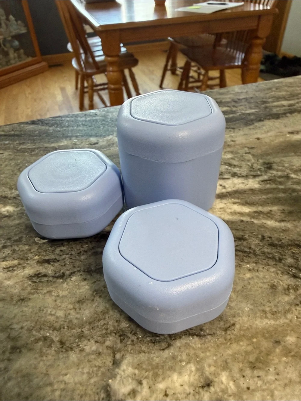 Cadence capsules Blue Hexagon Set of 3 - 2 small and 1 medium